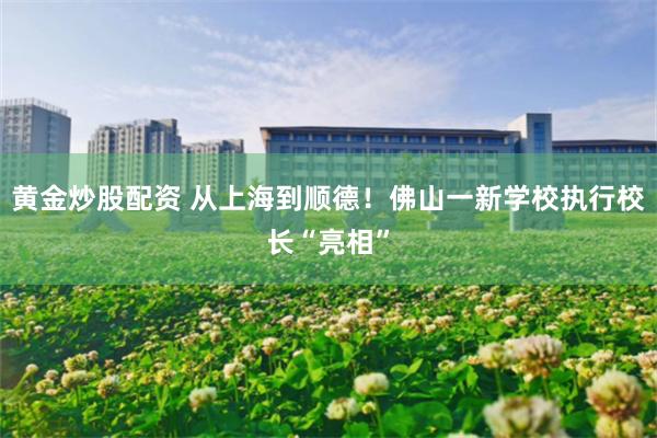 黄金炒股配资 从上海到顺德！佛山一新学校执行校长“亮相”