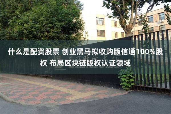 什么是配资股票 创业黑马拟收购版信通100%股权 布局区块链版权认证领域