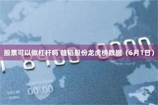 股票可以做杠杆吗 雄韬股份龙虎榜数据（6月1日）