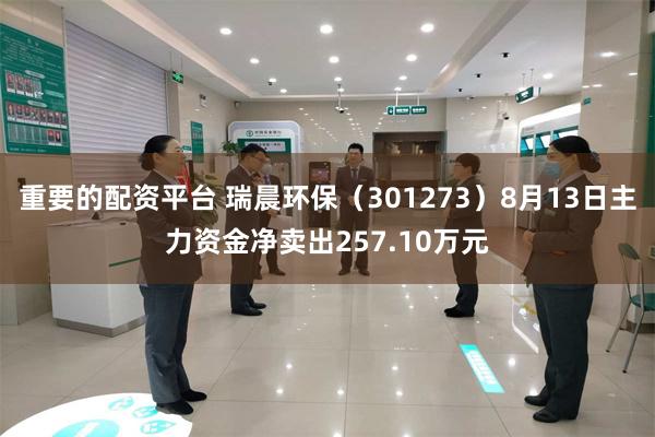 重要的配资平台 瑞晨环保（301273）8月13日主力资金净卖出257.10万元