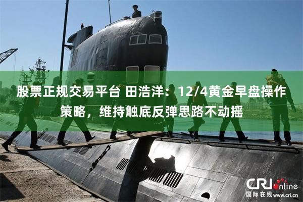 股票正规交易平台 田浩洋：12/4黄金早盘操作策略，维持触底反弹思路不动摇