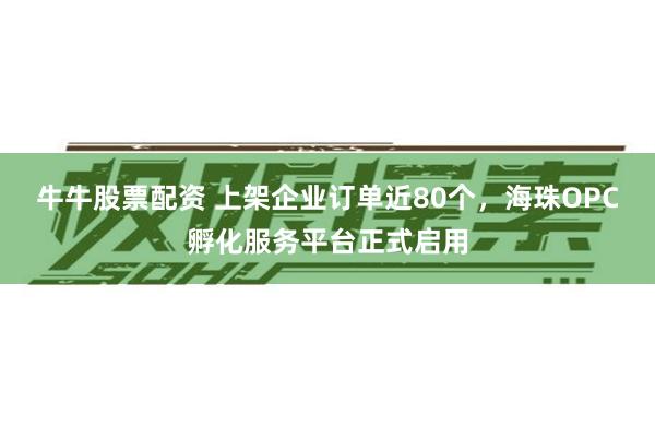 牛牛股票配资 上架企业订单近80个，海珠OPC孵化服务平台正式启用